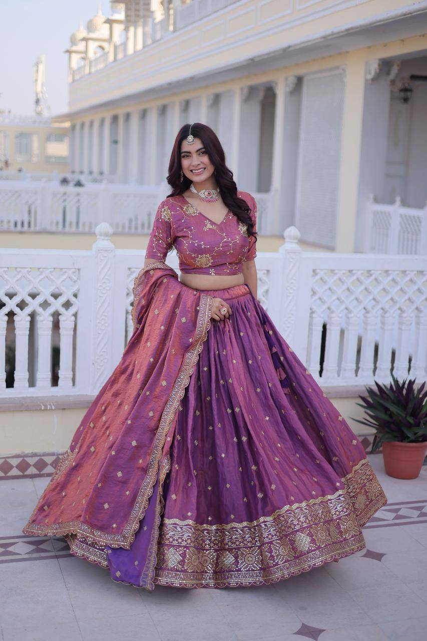 KA 5066 Silk Purple Fancy lehenga choli supplier in Surat